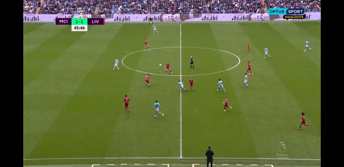 De Bruyne is offside but not offside.
