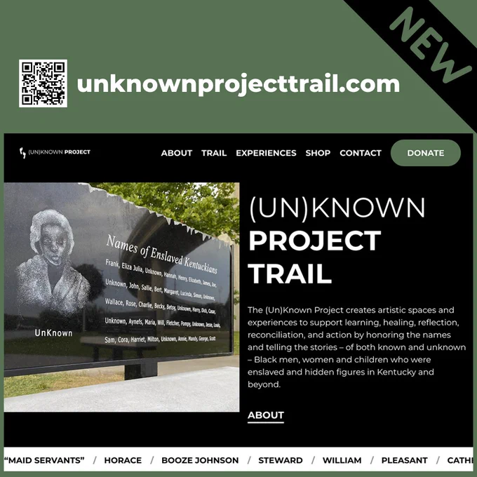 Screenshot of the (Un)known Project Trail website at unknownprojecttrail.com