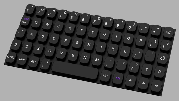 silicone qwerty keyboard with a new ~/` key and a ESC function added to the TAB key
