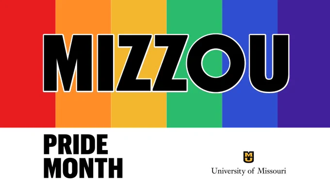 Graphic that says, "Mizzou Pride month"
