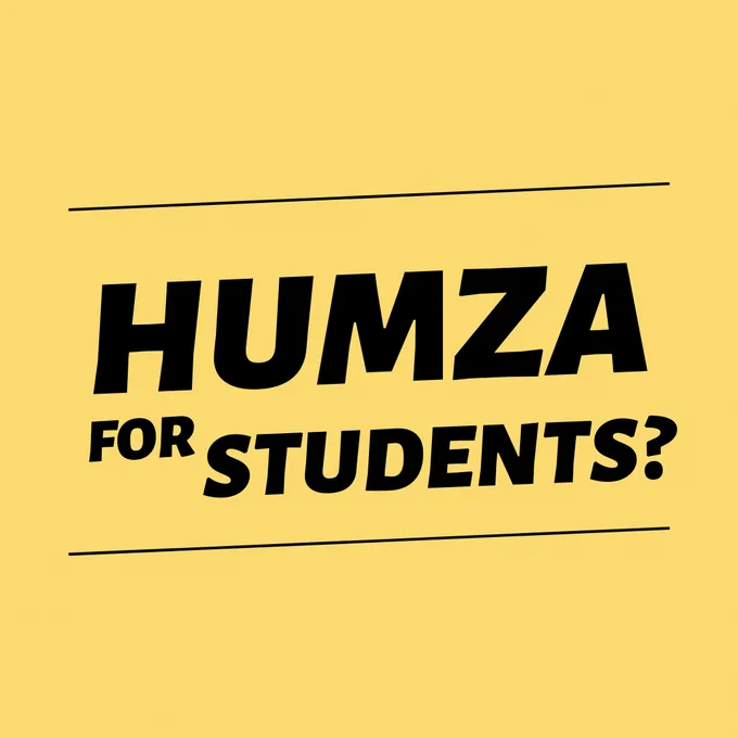 A yellow slide with black text that reads "Humza for students?" in the style of Humza's campaign graphics for First Minister