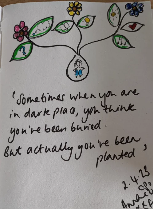 Sometimes when you are in a dark place, you think you've been buried. But actually you've been planted.