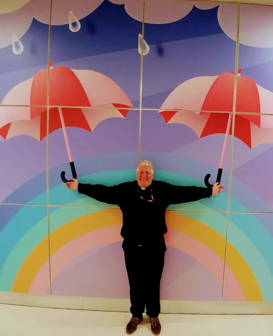 Rainbow of hope... A huge backdrop for photos by passers-by and staff... 