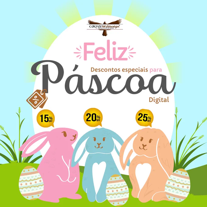 Descontos especiais da Páscoa da Agência digital Corvos Webdesign