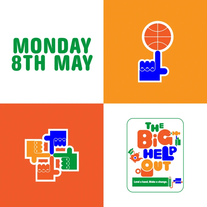 Logo for The Big Help Out on Monday 8 May.