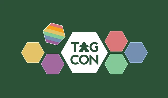 TAGCON logo in hexagon, surrounded by other colorful hexagons