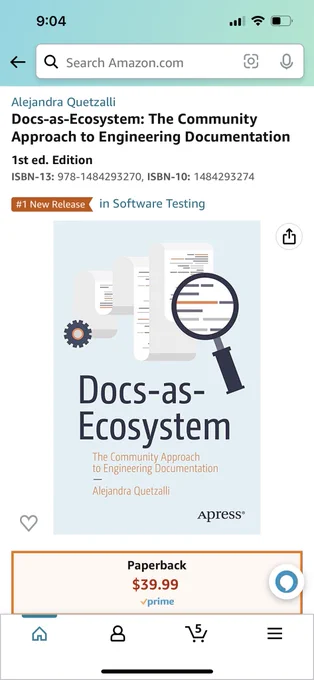 My new book, "Docs-as-Ecosystem: The Community Approach to Engineering Documentation," has been listed as the 🔥#1 release in software testing on Amazon! 🔥