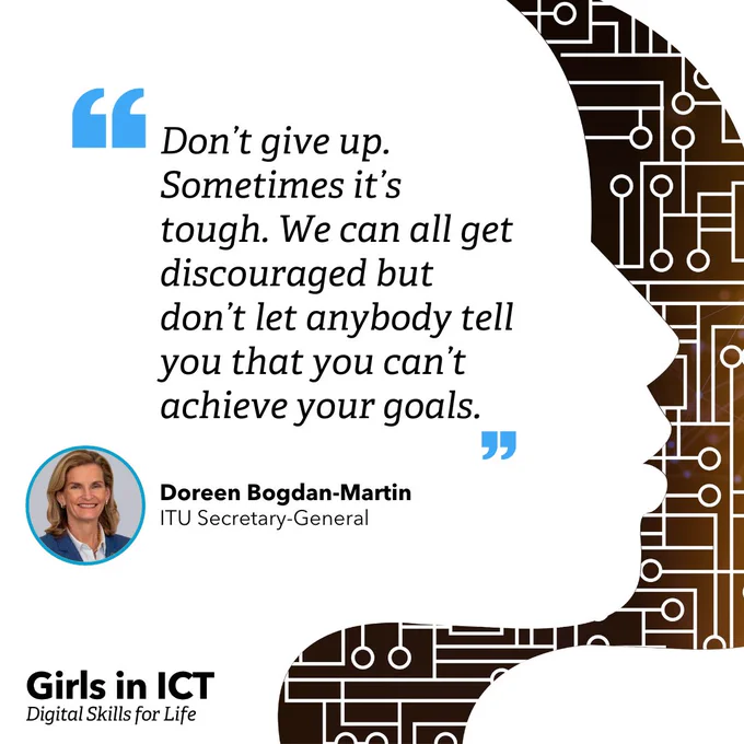 my quote on the Girls in ICT branded card: Don't give up. Sometimes it's tough. We can all get discouraged but don't let anybody tell you that you can't achieve your goals