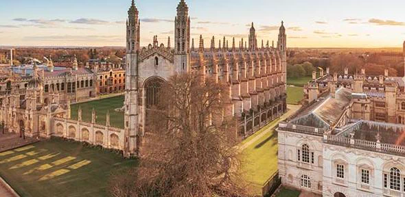 Aerial shot of Trinity College Cambridge