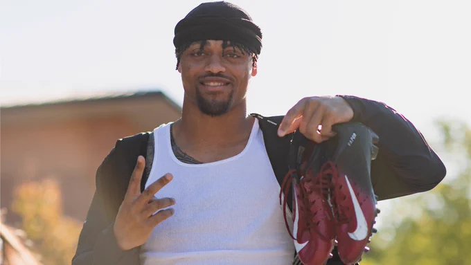 Atlanta Falcons cornerback A.J. Terrell #24 arrives at Atlanta Falcons Headquarters in Flowery Branch, Georgia, on Monday