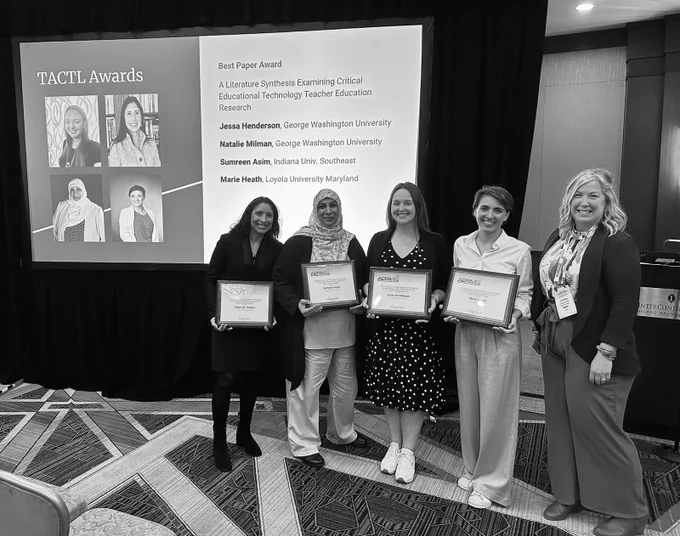 2023 American Educational Research Association Technology as an Agent of Change in Teaching and Learning SIG's Best Paper Award for our paper entitled, "A Literature Synthesis Examining Critical Educational Technology Teacher Education Research".