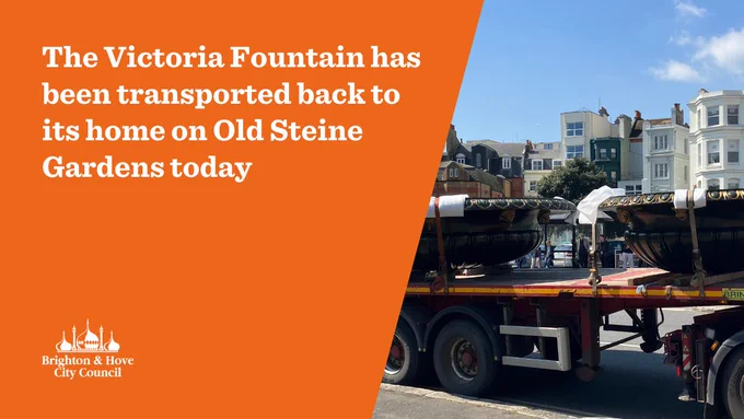 Victoria Fountain bowls on the back of a lorry