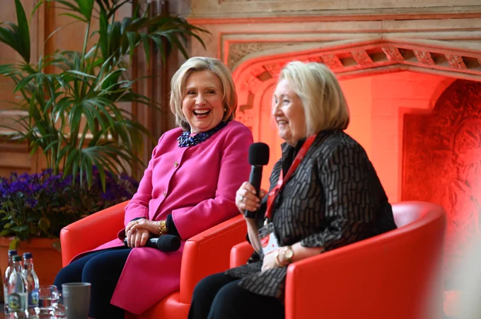 Hillary Clinton laughing.