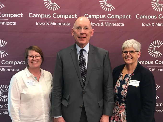 Metro State University Provost Amy Gort and President Ginny Arthur with Minnesota Department of Corrections Commissioner Paul Schnell