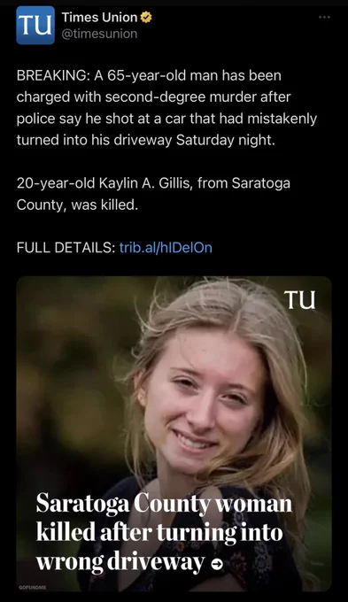 BREAKING: A 65-year-old man has been charged with second-degree murder after police say he shot at a car that had mistakenly turned into his driveway Saturday night.
20-year-old Kaylin A. Gillis, from Saratoga County, was killed.