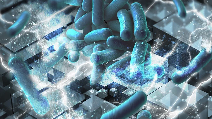 An impression of bacteria being destroyed by the new ferroelectric composite material