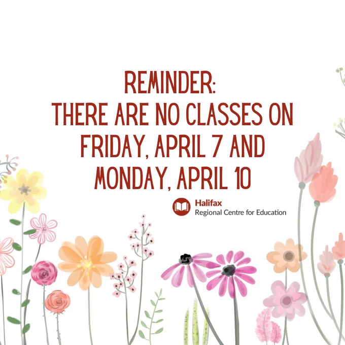 Reminder: There are no classes on Friday, April 7 or Monday, April 10.
