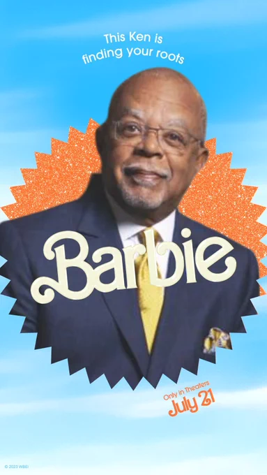 Henry Louis Gates Jr with the Barbie logo, text reads "this Ken is finding your roots"