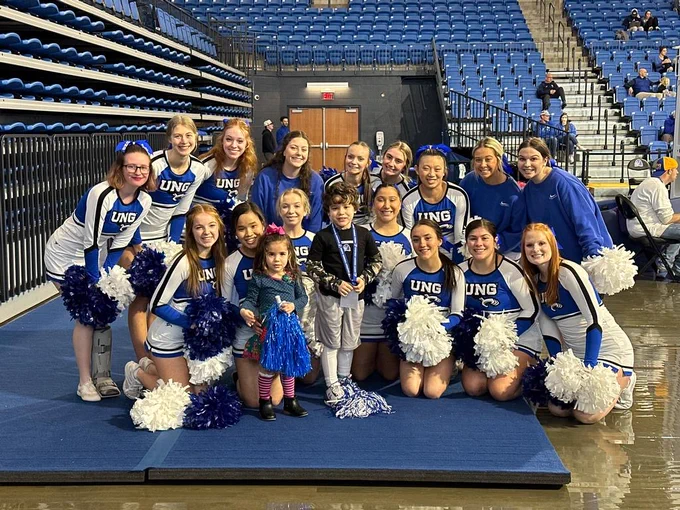 Wish kid Huddy one night experience playing with the University of North Georgia team! #wish #joy #makeawishga 