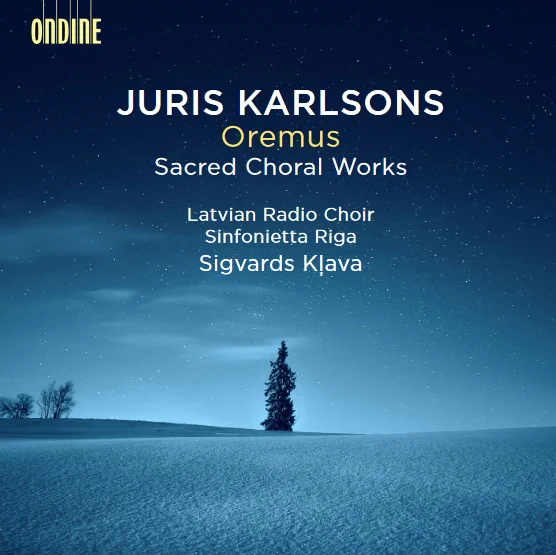 Cover of Juris Karlsons's music album Oremus - Sacred Choral Works, featuring Latvian Radio Choir, Sinfonietta Riga and Sigvards Kļava