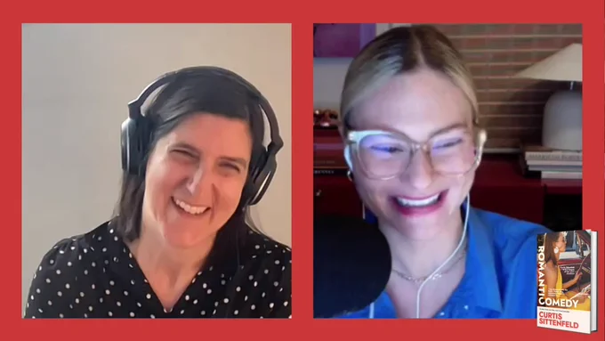 Curtis Sittenfeld and Pandora Sykes laughing during a remote recording for a Fane Online event.