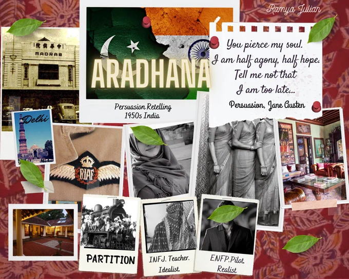 This is a collage of pictures showing vintage India - mainly the 1950s and there are pictures of the Partition and women in sarees and a man in a suit, and an RIAF badge