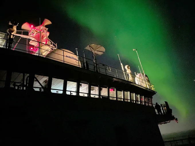 Cover photograph shows northern lights or aurora borealis over Site U1574 on 28 September 2022. Photo credit: Reed Scherer and IODP JRSO.