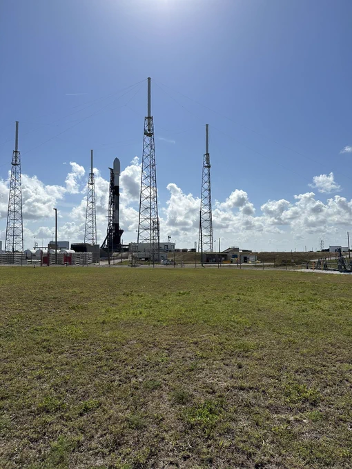Space x falcon 9 rocket on launch pad.