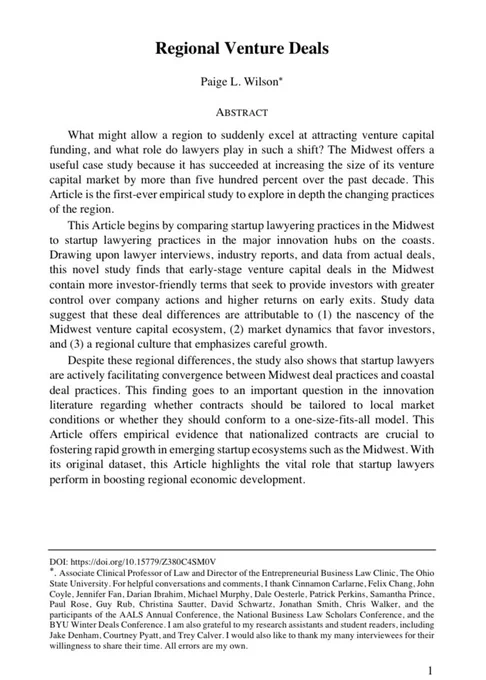 Regional Venture Deals abstract