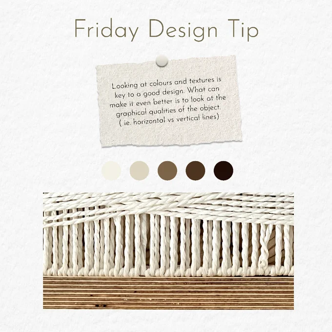 Looking at colours and textures is key to a good design. What can make it even better is to look at the graphical qualities of the object. (ie. horizontal vs vertical lines)