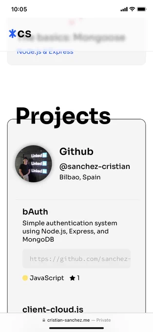 Projects sections of the portfolio