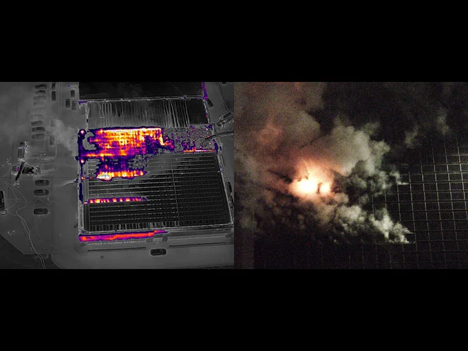 Thermal and normal image of incident