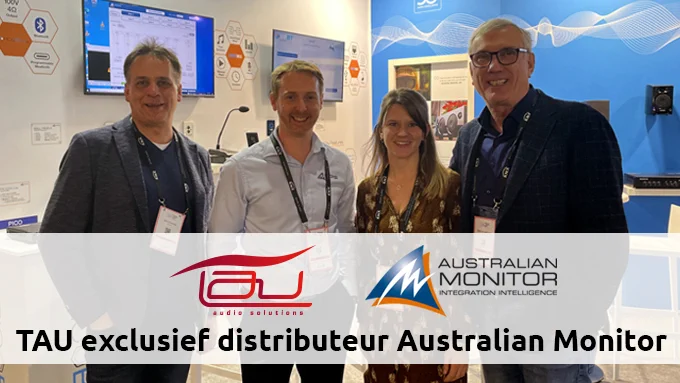 Tau exclusief distributeur Australian Monitor in de Benelux Met trots verkondigen wij dat Tau Audio Solutions bv en Australian Monitor een samenwerking zijn aangegaan. Hiermee zijn we exclusief distributeur van Australian Monitor voor de Benelux. We zijn erg blij Australian Monitor terug te verwelkomen. Met deze prachtige samenwerking bundelen beide bedrijven hun krachten, kennis en expertise om hun klanten nog beter te bedienen en te ondersteunen. Hoogwaardige kwaliteit, stijlvol, gebruiksvriendelijk Het Australian Monitor assortiment omvat versterkers, luidsprekers, paging-oplossingen, zonemixers en accessoires. Australian Monitor is een wereldleider in stijlvolle en kosteneffectieve innovaties voor de commerciële en professionele audiomarkt. Kwaliteitsproducten die passen bij zowel de gebruiker en ook de installateur.  De producten van Australian Monitor zijn per direct bij ons verkrijgbaar. Meer over Australian Monitor en producten lees je hier www.tau.nl
