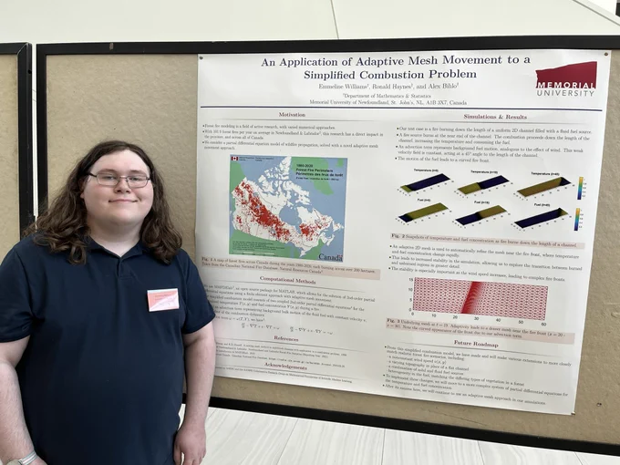 Emmeline Williams standing to the left of a board containing a scientific poster.