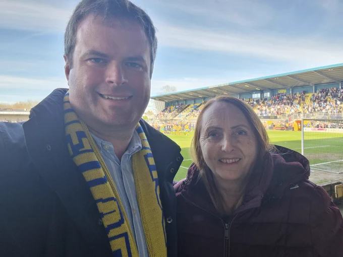 Kevin & Hazel Foster at Plainmoor Stadium.