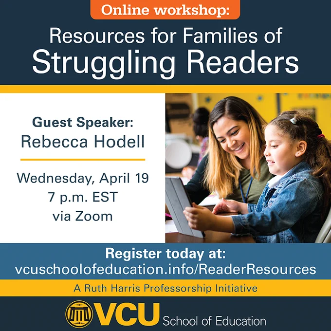 Struggling Readers Workshop, April 19, 7 p.m. online via Zoom