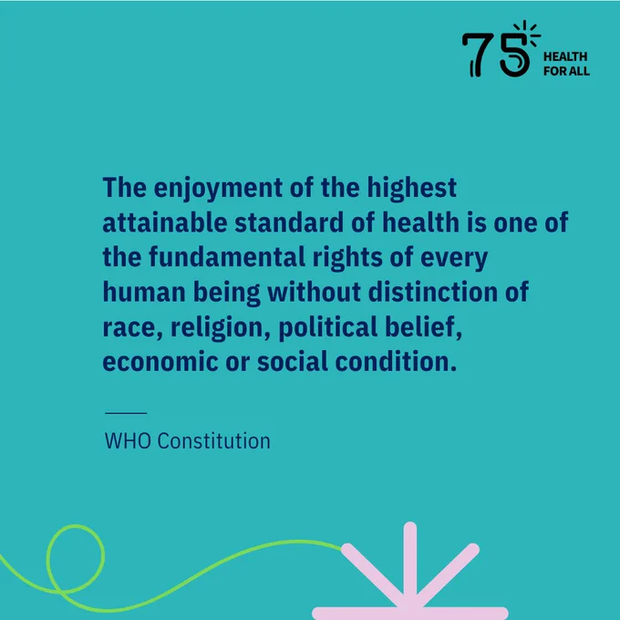 The enjoyment of the highest attainable standard of health is one of the fundamental rights of every human being without distinction of race, religion, political belief, economic or social condition.