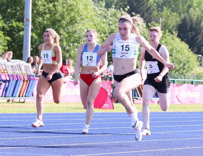 Hannah Brier (Swansea Harriers) takes the Senior Women's Welsh 100m title at the 2022 Welsh Championships.