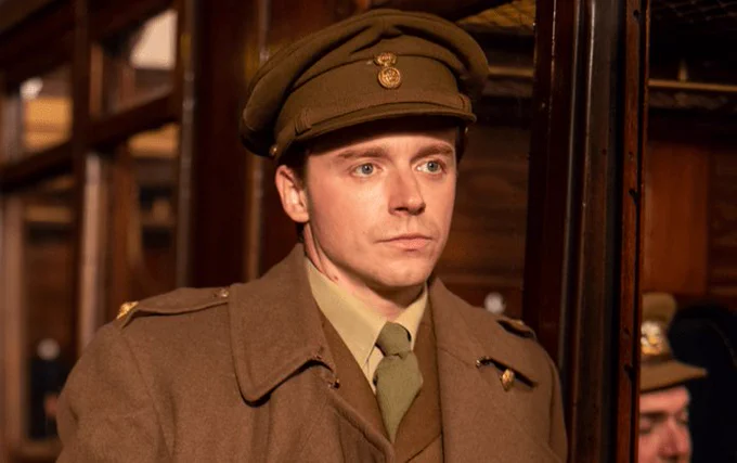 A picture of actor Jack Lowden wearing an army officer's uniform for his role as World War I poet Siegfried Sassoon in Benediction.
