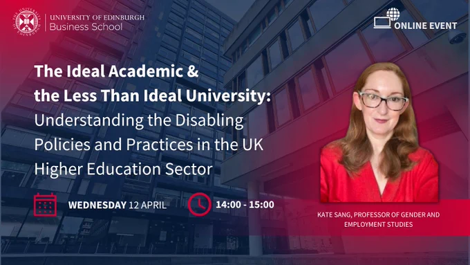 The Ideal Academic and the Less Than Ideal University. Wednesday 12 April from 2PM to 3PM. 