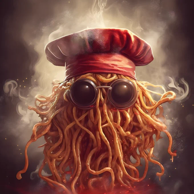 An image of the Flying Spaghetti Monster.