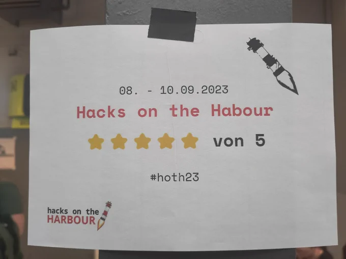 Schild mit Aufschrift:
Hacks on the Habour 5 von 5 Sternen
