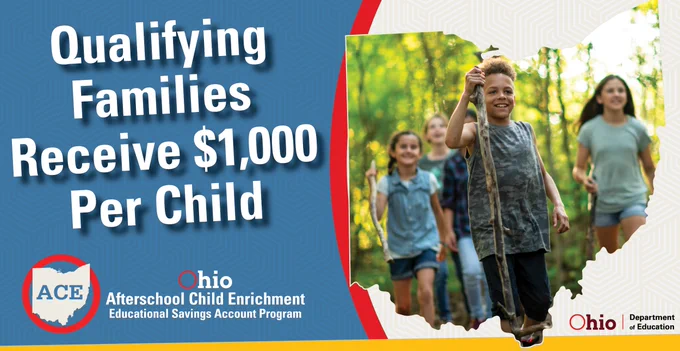 Ohio Afterschool Child Enrichment (ACE) Educational Savings Account Program | Qualifying Families Receive $1,000 Per Child   