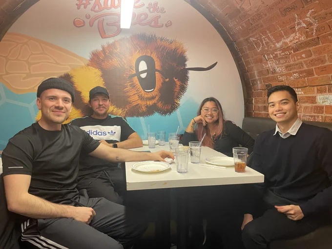 Some New Developer Club members sitting in The Cellar.