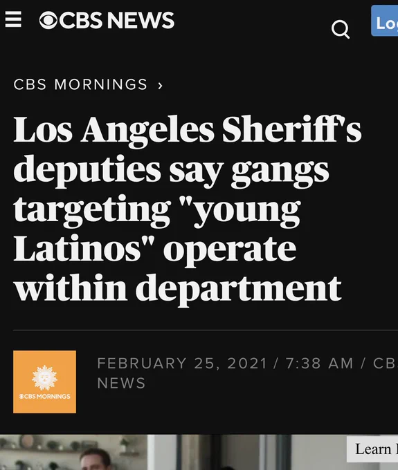Los Angeles Sheriff's deputies say gangs targeting "young Latinos" operate within department