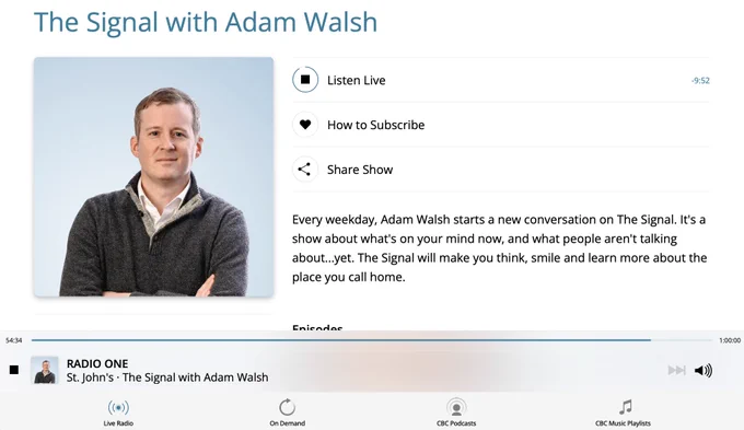 A screen shot of The Signal's website