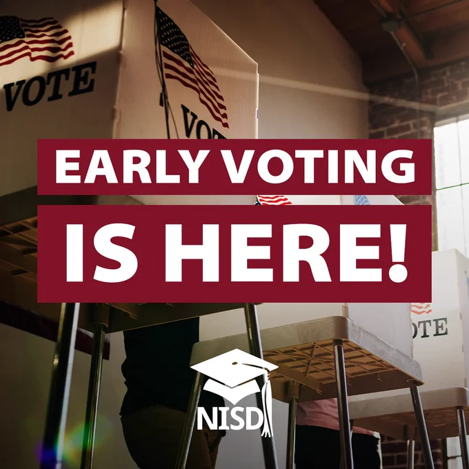 A graphic with a polling booth in the background.