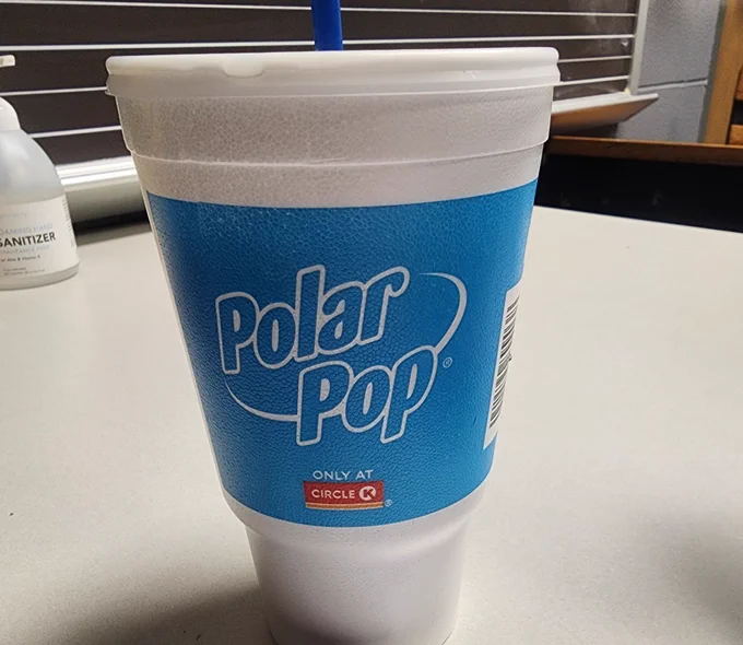 Picture of a polar pop styrofoam cup.