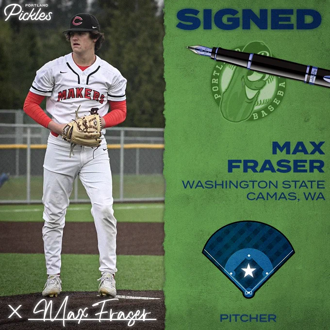 Max Fraser (pitcher) has signed with the Pickles!