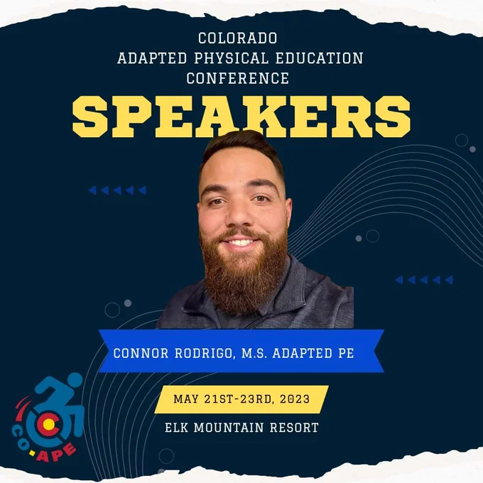 Check out our amazing speakers at the Colorado Adapted P.E. Conference on May 21-23, 2023. Register Now!

#adaptedpe
#adaptedphysicaleducationspecialists
#adaptedphysicaleducationspecialist #physed #physicaleducation #physicaleducationteacher #adaptedpeteacher #specialeducation #specialeducationteacher 
#unifiedpe #partnerpe 
#COAPEConference #visitmontrose #coloRADo #elkmountainresort